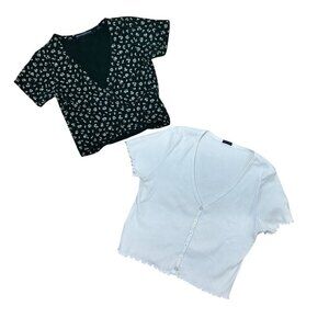 SET of 2 BRANDY MELVILLE short sleeved tops t shirt cropped one size